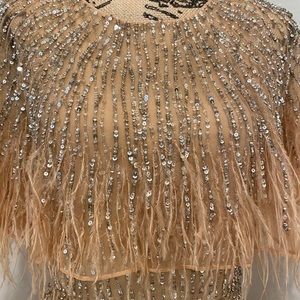 COPY - Sequence & Feather Cape Collar Formal Dress